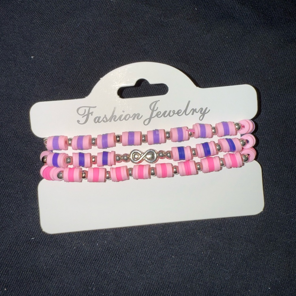 🐠 Infinity Charm Pink and Purple Beaded Bracelet